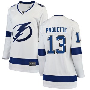Women's Breakaway Tampa Bay Lightning Cedric Paquette White Away Official Fanatics Branded Jersey
