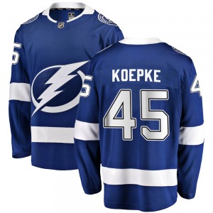 Youth Breakaway Tampa Bay Lightning Cole Koepke Blue Home Official Fanatics Branded Jersey