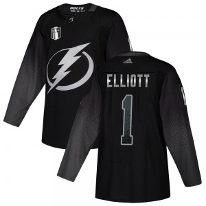 Adult Authentic Tampa Bay Lightning Brian Elliott Black Alternate 2022 Stanley Cup Final Official Adidas Jersey