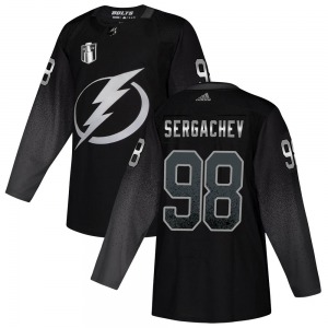 Adult Authentic Tampa Bay Lightning Mikhail Sergachev Black Alternate 2022 Stanley Cup Final Official Adidas Jersey