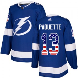 Youth Authentic Tampa Bay Lightning Cedric Paquette Blue USA Flag Fashion Official Adidas Jersey
