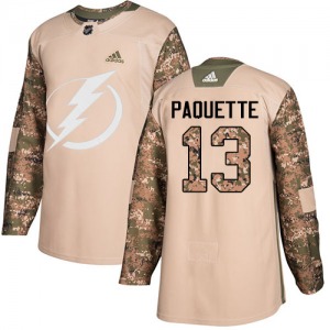 Youth Authentic Tampa Bay Lightning Cedric Paquette Camo Veterans Day Practice Official Adidas Jersey
