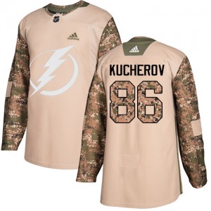 Adult Authentic Tampa Bay Lightning Nikita Kucherov Camo Veterans Day Practice Official Adidas Jersey