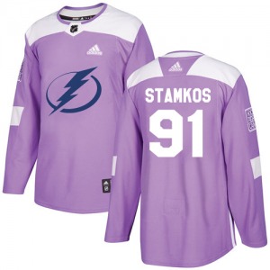 Youth Authentic Tampa Bay Lightning Steven Stamkos Purple Fights Cancer Practice Official Adidas Jersey