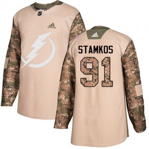 Adult Authentic Tampa Bay Lightning Steven Stamkos Camo Veterans Day Practice Official Adidas Jersey
