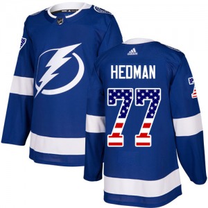 Youth Authentic Tampa Bay Lightning Victor Hedman Blue USA Flag Fashion Official Adidas Jersey