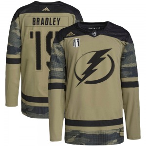 Youth Authentic Tampa Bay Lightning Brian Bradley Camo Military Appreciation Practice 2022 Stanley Cup Final Official Adidas Jer