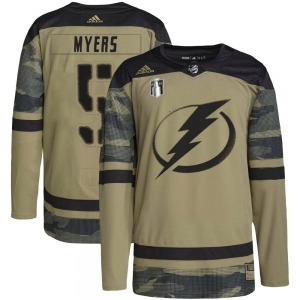 Youth Authentic Tampa Bay Lightning Philippe Myers Camo Military Appreciation Practice 2022 Stanley Cup Final Official Adidas Je