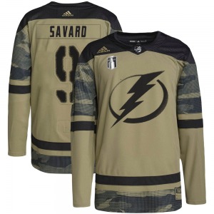 Youth Authentic Tampa Bay Lightning Denis Savard Camo Military Appreciation Practice 2022 Stanley Cup Final Official Adidas Jers