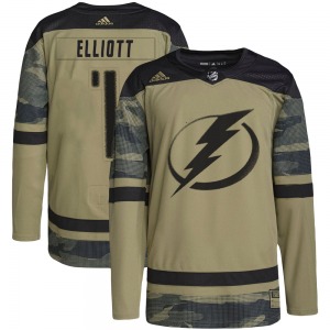 Adult Authentic Tampa Bay Lightning Brian Elliott Camo Military Appreciation Practice Official Adidas Jersey