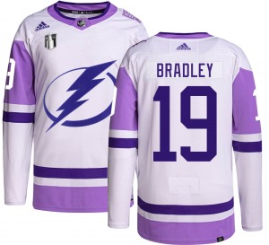 Adult Authentic Tampa Bay Lightning Brian Bradley Hockey Fights Cancer 2022 Stanley Cup Final Official Adidas Jersey