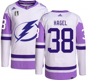 Adult Authentic Tampa Bay Lightning Brandon Hagel Hockey Fights Cancer 2022 Stanley Cup Final Official Adidas Jersey