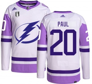 Adult Authentic Tampa Bay Lightning Nicholas Paul Hockey Fights Cancer 2022 Stanley Cup Final Official Adidas Jersey