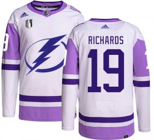 Adult Authentic Tampa Bay Lightning Brad Richards Hockey Fights Cancer 2022 Stanley Cup Final Official Adidas Jersey