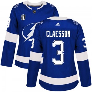 Women's Authentic Tampa Bay Lightning Fredrik Claesson Blue Home 2022 Stanley Cup Final Official Adidas Jersey