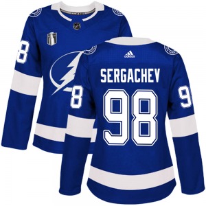 Women's Authentic Tampa Bay Lightning Mikhail Sergachev Blue Home 2022 Stanley Cup Final Official Adidas Jersey