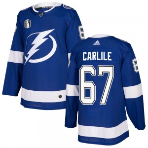 Adult Authentic Tampa Bay Lightning Declan Carlile Blue Home 2022 Stanley Cup Final Official Adidas Jersey