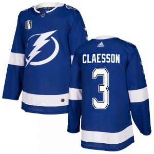 Adult Authentic Tampa Bay Lightning Fredrik Claesson Blue Home 2022 Stanley Cup Final Official Adidas Jersey