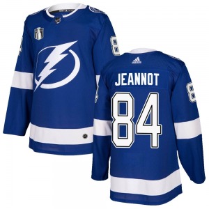 Adult Authentic Tampa Bay Lightning Tanner Jeannot Blue Home 2022 Stanley Cup Final Official Adidas Jersey