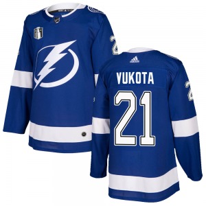 Adult Authentic Tampa Bay Lightning Mick Vukota Blue Home 2022 Stanley Cup Final Official Adidas Jersey