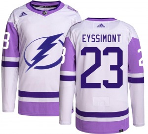 Adult Authentic Tampa Bay Lightning Michael Eyssimont Hockey Fights Cancer Official Adidas Jersey