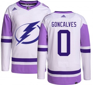 Adult Authentic Tampa Bay Lightning Gage Goncalves Hockey Fights Cancer Official Adidas Jersey