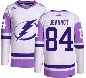 Adult Authentic Tampa Bay Lightning Tanner Jeannot Hockey Fights Cancer Official Adidas Jersey
