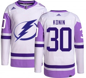 Adult Authentic Tampa Bay Lightning Kyle Konin Hockey Fights Cancer Official Adidas Jersey