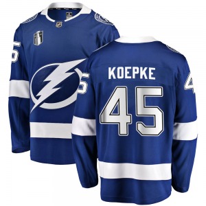 Youth Breakaway Tampa Bay Lightning Cole Koepke Blue Home 2022 Stanley Cup Final Official Fanatics Branded Jersey