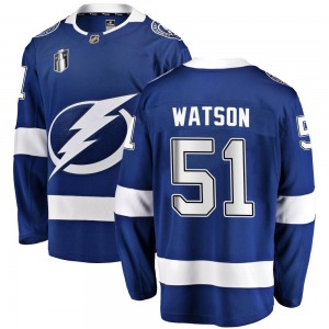 Youth Breakaway Tampa Bay Lightning Austin Watson Blue Home 2022 Stanley Cup Final Official Fanatics Branded Jersey