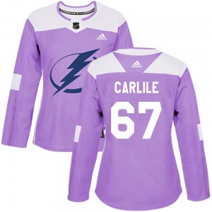 Women's Authentic Tampa Bay Lightning Declan Carlile Purple Fights Cancer Practice Official Adidas Jersey