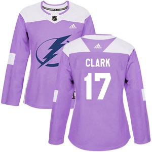 Women's Authentic Tampa Bay Lightning Wendel Clark Purple Fights Cancer Practice Official Adidas Jersey