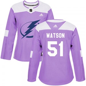 Women's Authentic Tampa Bay Lightning Austin Watson Purple Fights Cancer Practice Official Adidas Jersey