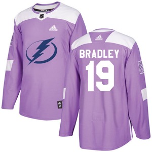 Adult Authentic Tampa Bay Lightning Brian Bradley Purple Fights Cancer Practice Official Adidas Jersey