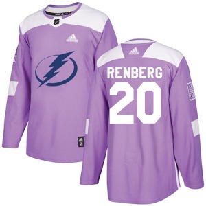 Adult Authentic Tampa Bay Lightning Mikael Renberg Purple Fights Cancer Practice Official Adidas Jersey