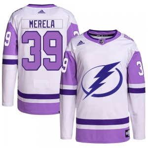 Youth Authentic Tampa Bay Lightning Waltteri Merela White/Purple Hockey Fights Cancer Primegreen Official Adidas Jersey