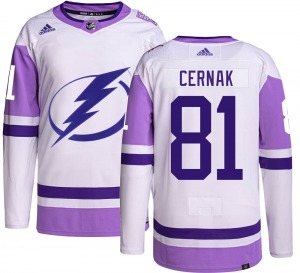 Youth Authentic Tampa Bay Lightning Erik Cernak Hockey Fights Cancer Official Adidas Jersey