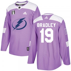 Youth Authentic Tampa Bay Lightning Brian Bradley Purple Fights Cancer Practice 2022 Stanley Cup Final Official Adidas Jersey