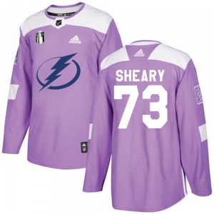 Youth Authentic Tampa Bay Lightning Conor Sheary Purple Fights Cancer Practice 2022 Stanley Cup Final Official Adidas Jersey
