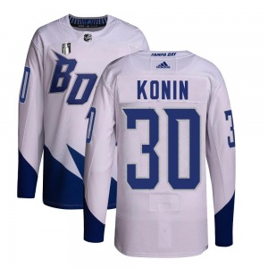 Adult Authentic Tampa Bay Lightning Kyle Konin White 2022 Stadium Series Primegreen 2022 Stanley Cup Final Official Adidas Jerse