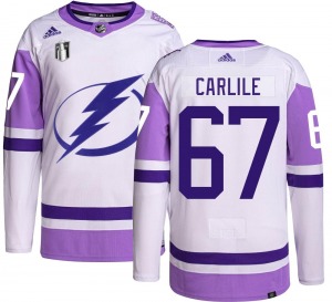 Youth Authentic Tampa Bay Lightning Declan Carlile Hockey Fights Cancer 2022 Stanley Cup Final Official Adidas Jersey