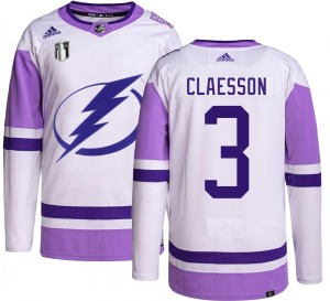 Youth Authentic Tampa Bay Lightning Fredrik Claesson Hockey Fights Cancer 2022 Stanley Cup Final Official Adidas Jersey