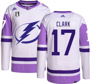 Youth Authentic Tampa Bay Lightning Wendel Clark Hockey Fights Cancer 2022 Stanley Cup Final Official Adidas Jersey