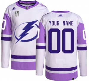 Youth Authentic Tampa Bay Lightning Custom Custom Hockey Fights Cancer 2022 Stanley Cup Final Official Adidas Jersey
