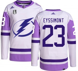 Youth Authentic Tampa Bay Lightning Michael Eyssimont Hockey Fights Cancer 2022 Stanley Cup Final Official Adidas Jersey