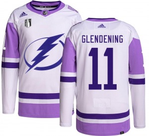 Youth Authentic Tampa Bay Lightning Luke Glendening Hockey Fights Cancer 2022 Stanley Cup Final Official Adidas Jersey