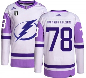 Youth Authentic Tampa Bay Lightning Emil Martinsen Lilleberg Hockey Fights Cancer 2022 Stanley Cup Final Official Adidas Jersey