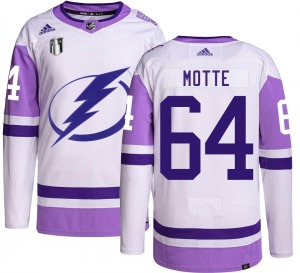 Youth Authentic Tampa Bay Lightning Tyler Motte Hockey Fights Cancer 2022 Stanley Cup Final Official Adidas Jersey