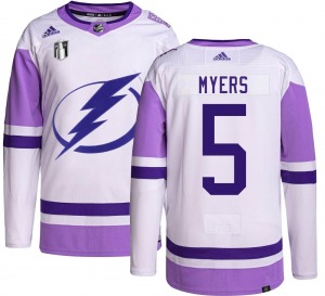 Youth Authentic Tampa Bay Lightning Philippe Myers Hockey Fights Cancer 2022 Stanley Cup Final Official Adidas Jersey