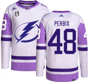 Youth Authentic Tampa Bay Lightning Nick Perbix Hockey Fights Cancer 2022 Stanley Cup Final Official Adidas Jersey